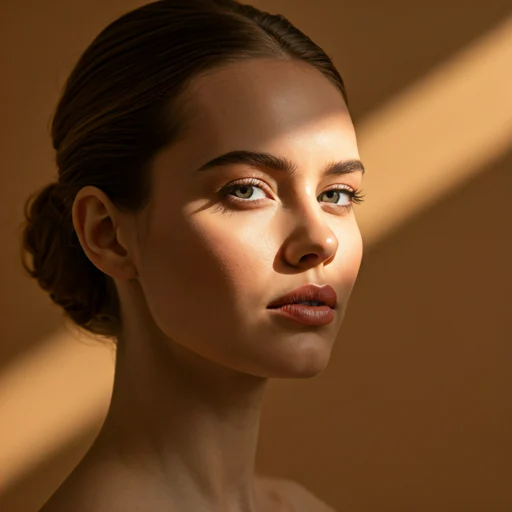 Woman's face in ethereal golden light